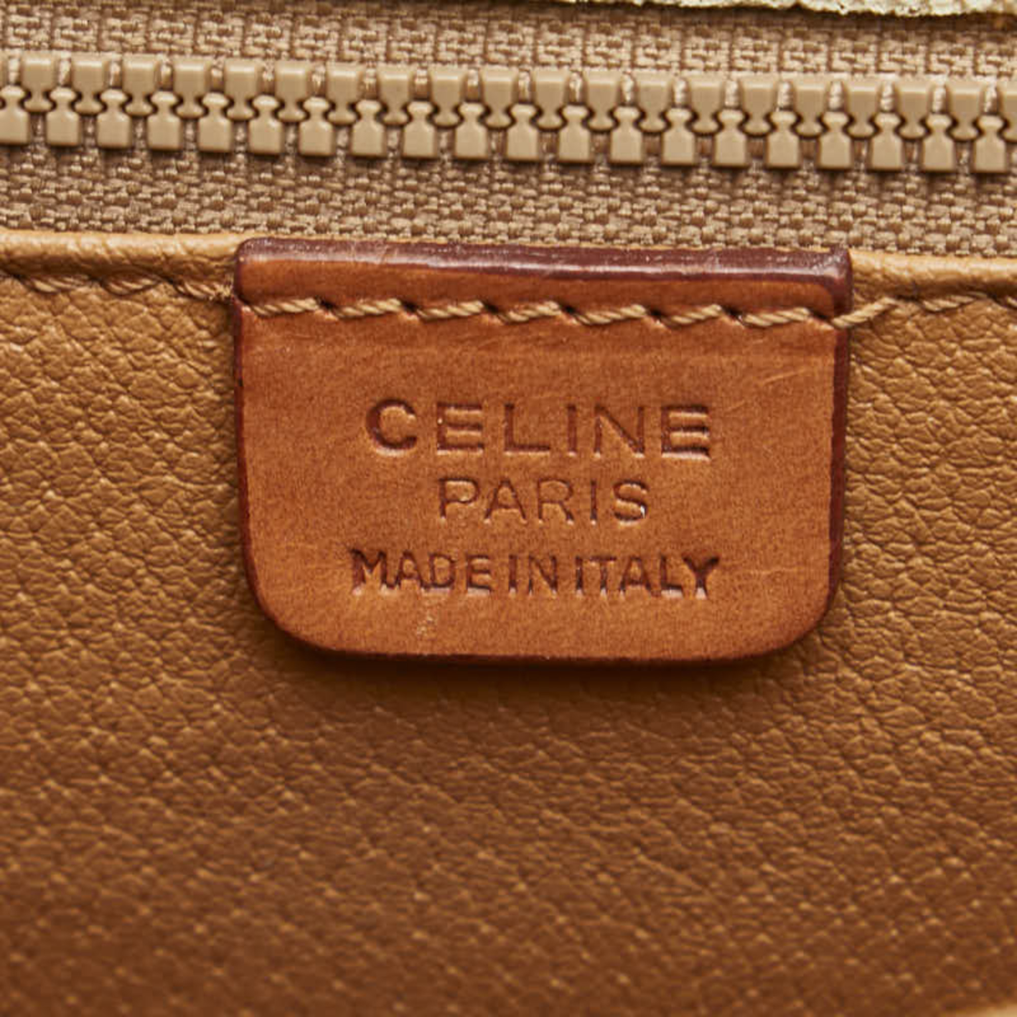 Celine Macadam Shoulder Bag Beige Light Brown PVC Leather Women's CELINE