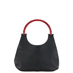 Gucci Bamboo Handbag 001 3760 Black Red Leather Women's GUCCI
