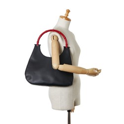 Gucci Bamboo Handbag 001 3760 Black Red Leather Women's GUCCI
