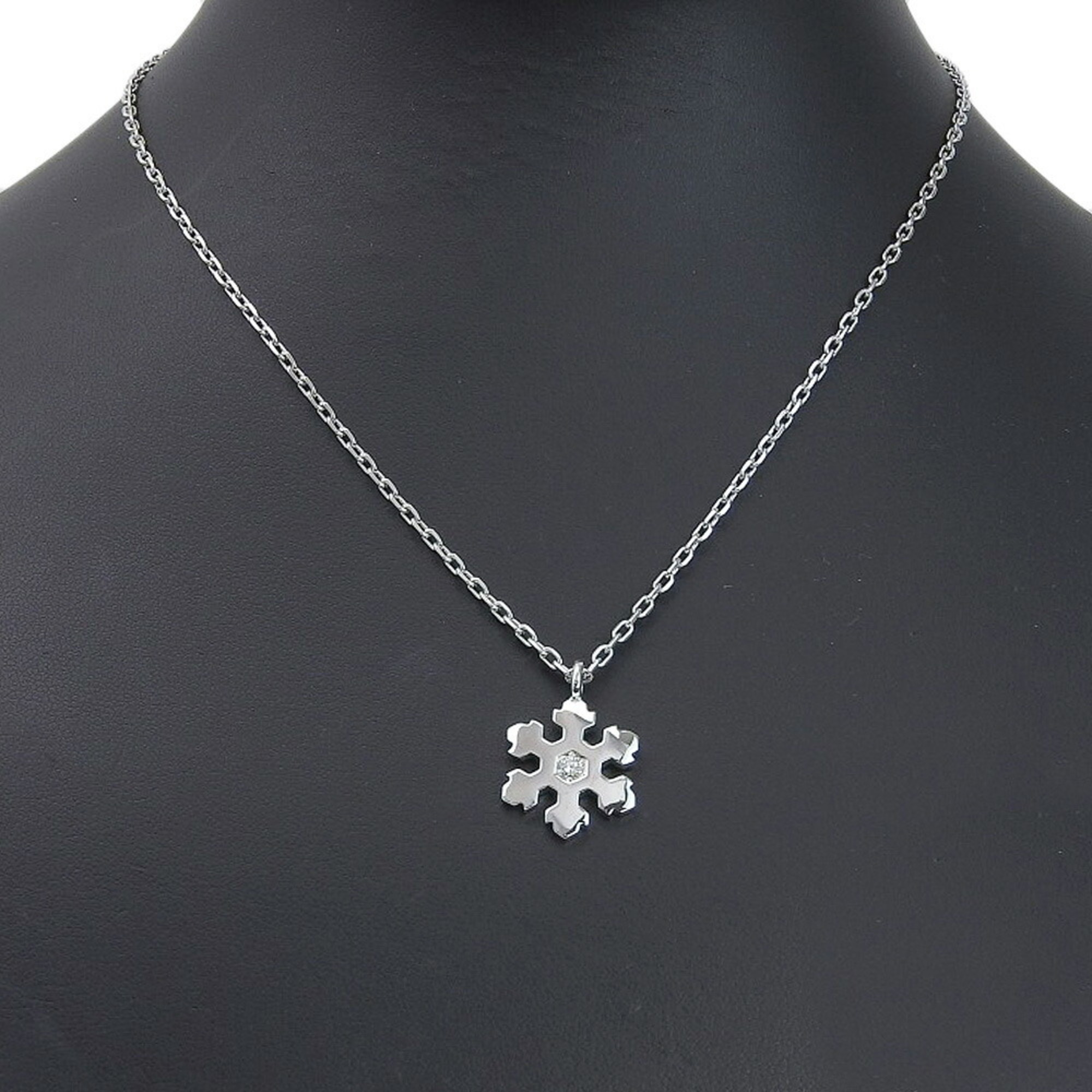 BVLGARI Snowflake Necklace, Snowflake, K18 White Gold x Diamond, Approx. 8.8g, Women's