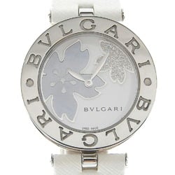 BVLGARI B-zero1 Watch BZ30FDSL Stainless Steel x Leather Flower Quartz Analog Display White Shell Dial Women's