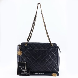 CHANEL Chain Shoulder Bag Caviar Skin Black ChainShoulder Women's