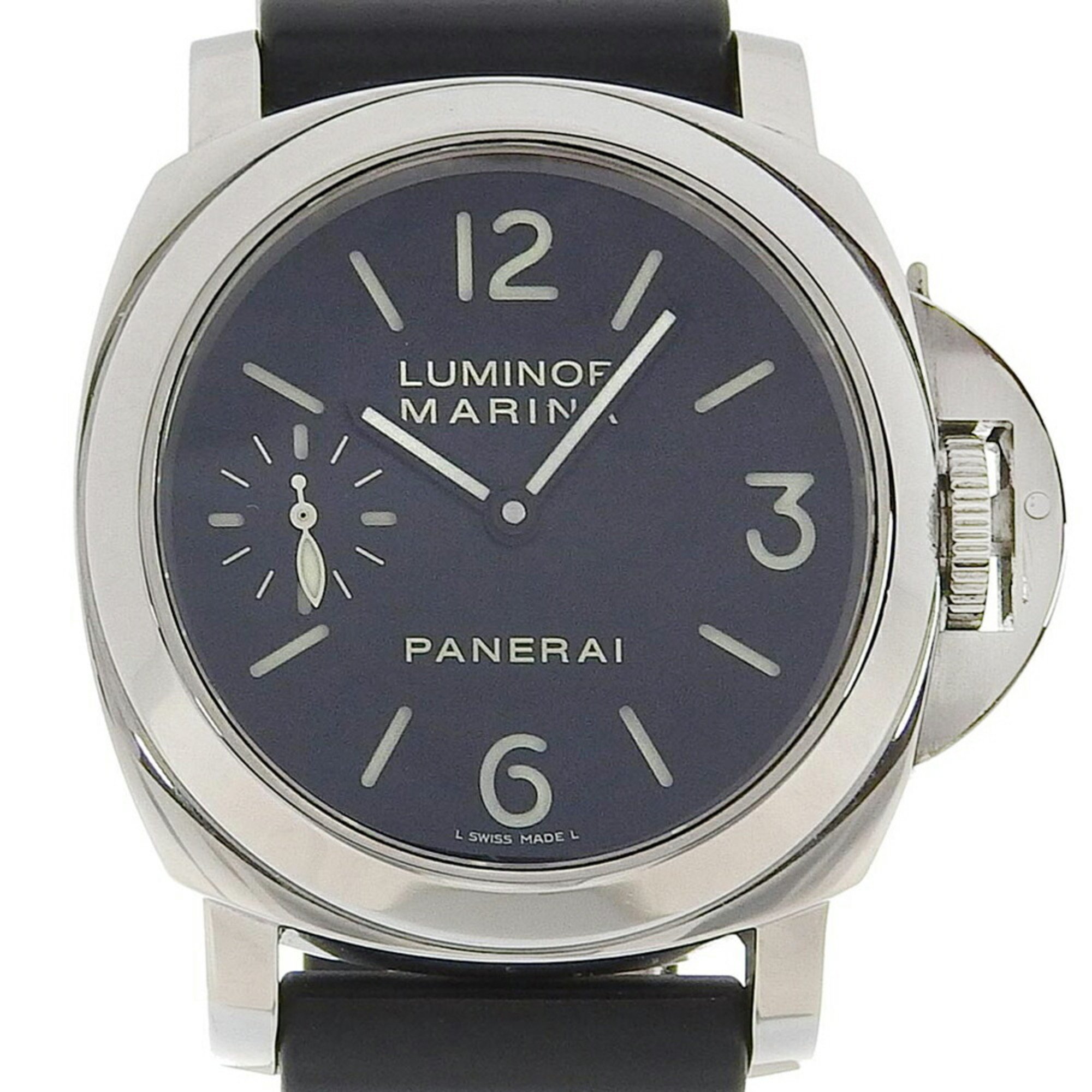 Panerai Luminor Marina Watch OP6567 Stainless Steel x Rubber 2006 I09**/2500 Manual Winding Small Second Black Dial Men's