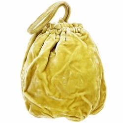 Prada Pouch-type Multi-Pouch Velour Velvet Yellow PRADA Gathered Bag Handbag Bag-in-Bag Women's 11935