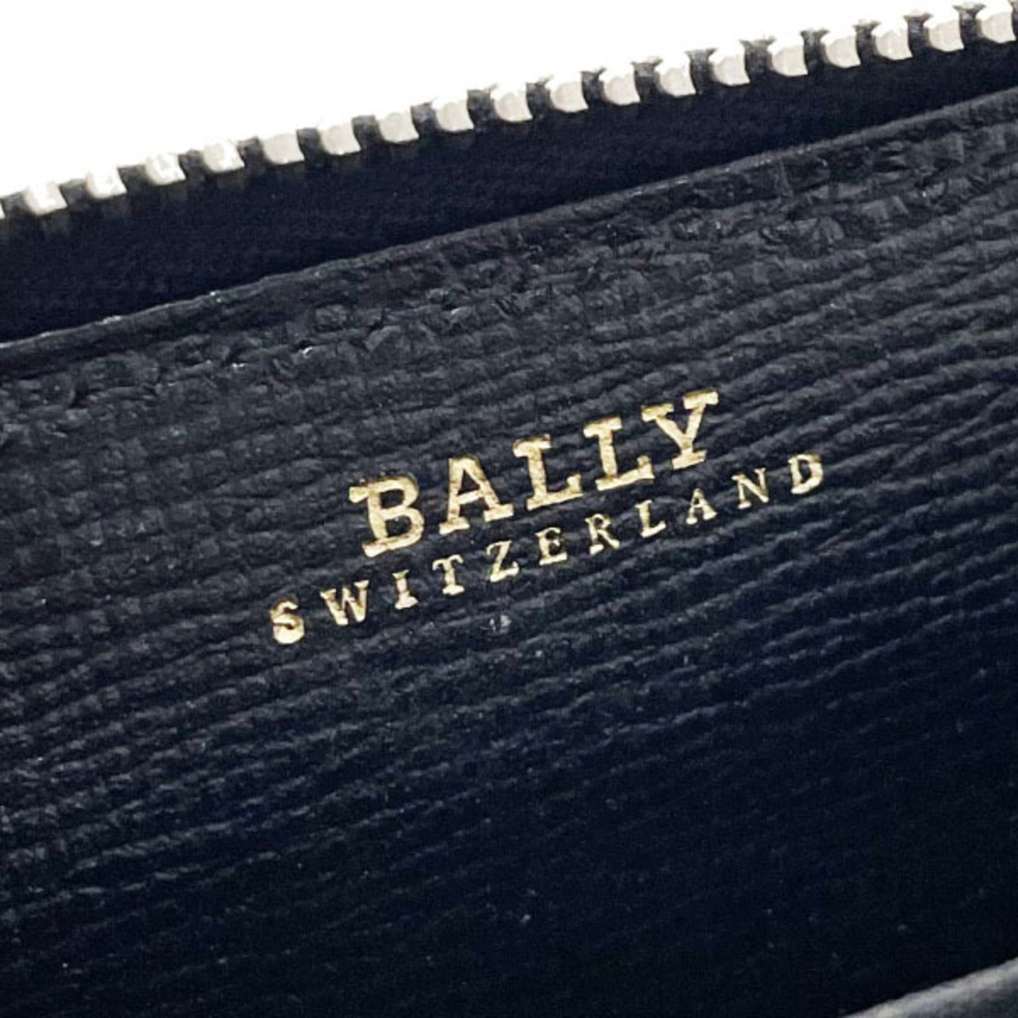 Bally Coin Case B Round Purse Leather Black BALLY Card Holder Men's 12204