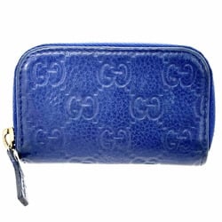 Gucci Coin Case Shima Line Purse Leather Navy Blue 324801 GUCCI GG Guccissima Round Outlet 12239