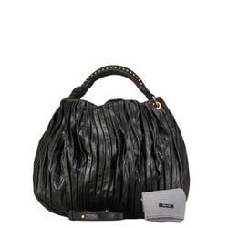 Miu Miu Miu Matelasse Studded Handbag Shoulder Bag Black Lambskin Women's