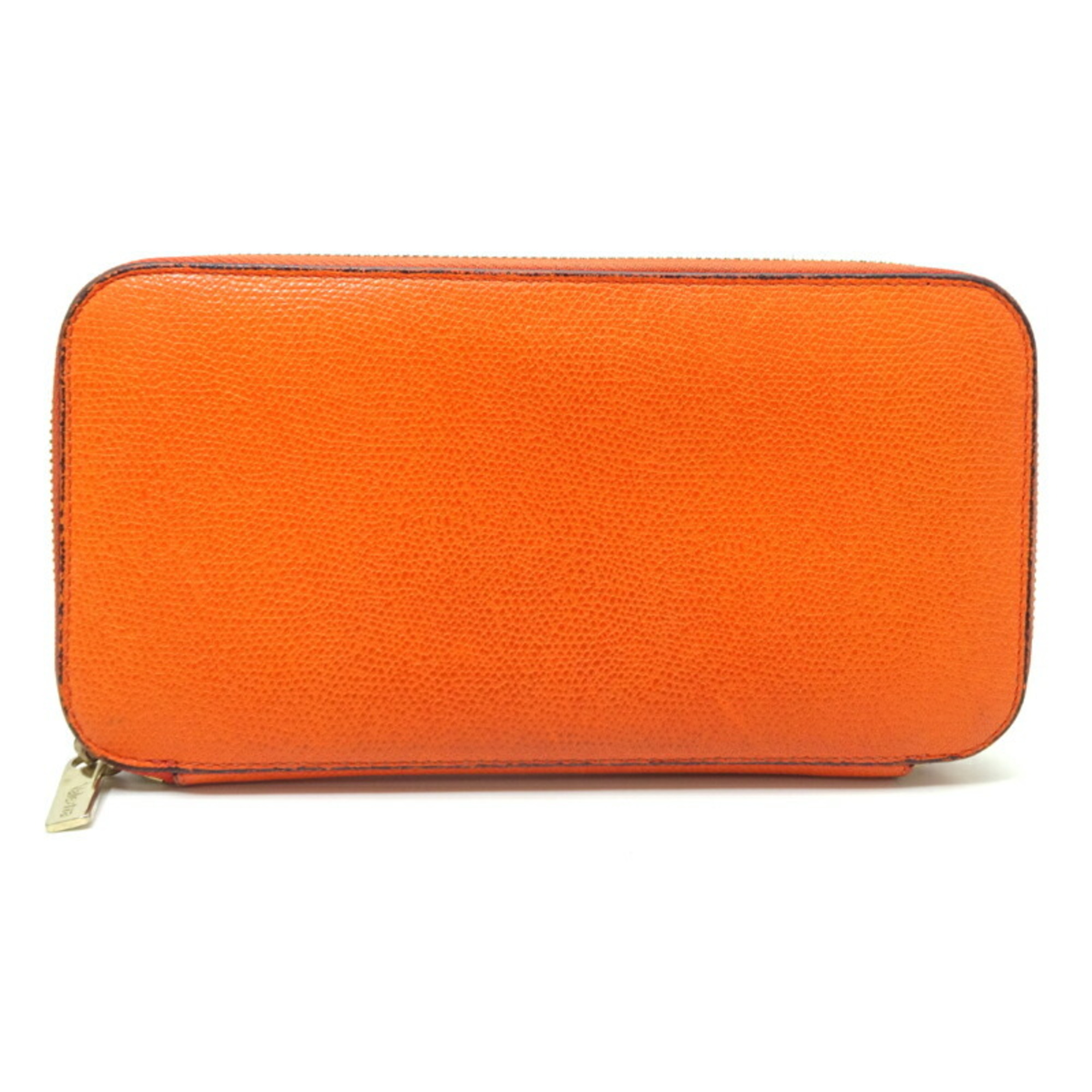 Valextra Men's Long Wallet Leather Orange