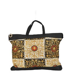 Versace Medusa Handbag Tote Bag Black Yellow Nylon Women's VERSACE