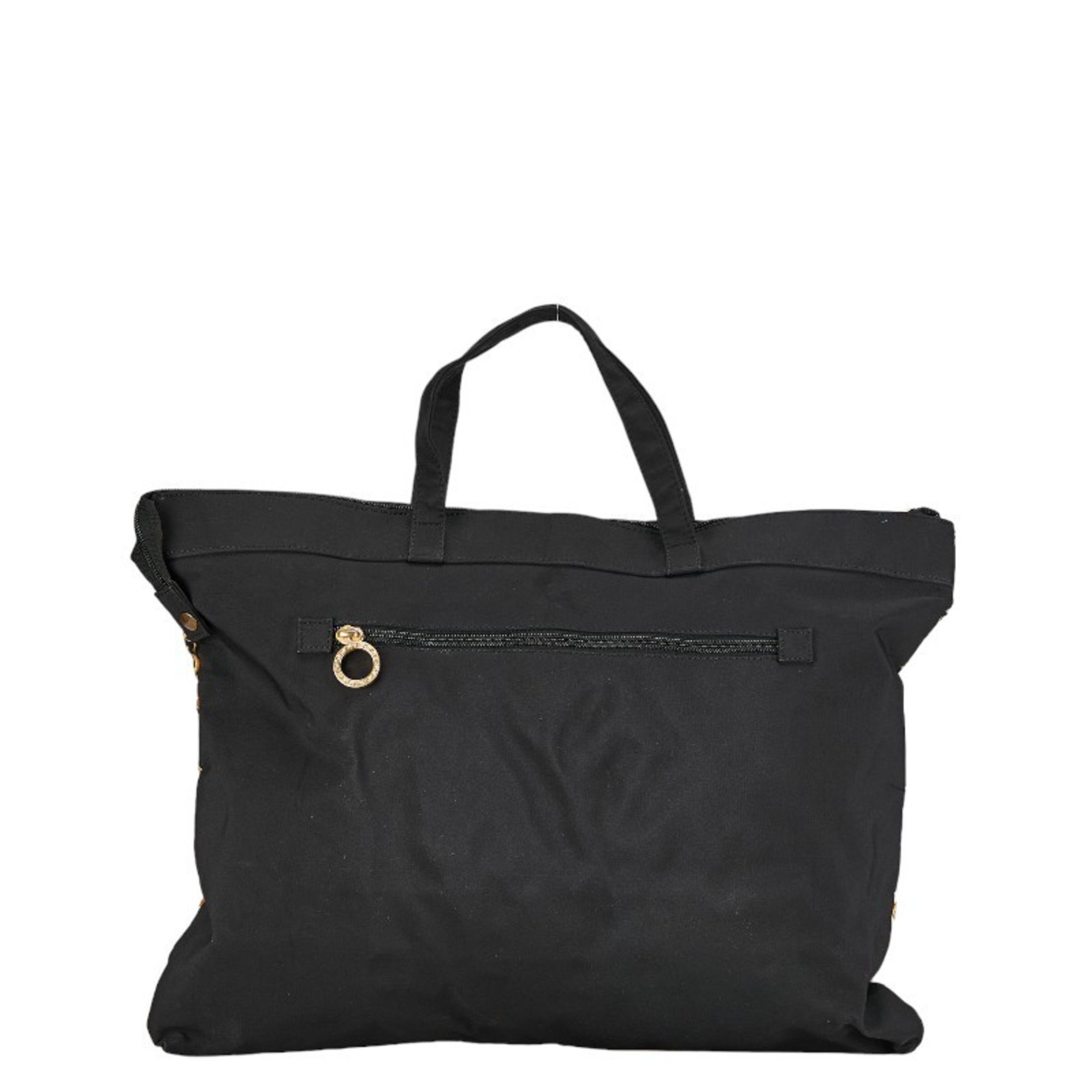 Versace Medusa Handbag Tote Bag Black Yellow Nylon Women's VERSACE