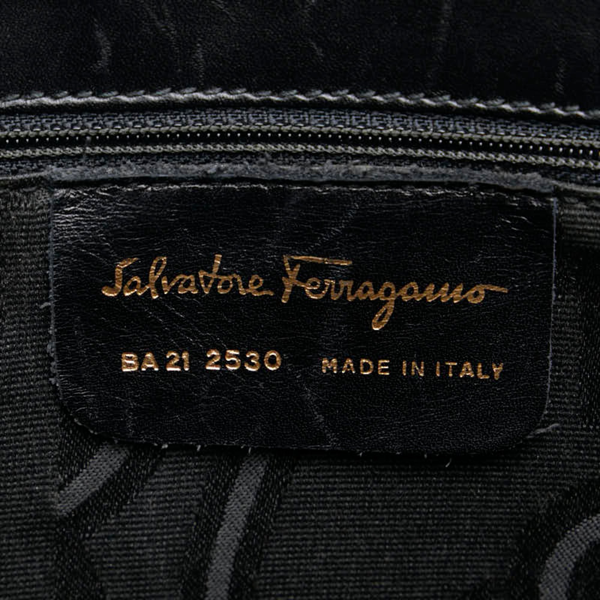 Salvatore Ferragamo Vara Ribbon Tote Bag BA21 2530 Black Leather Women's