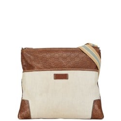 Gucci Guccissima Shoulder Bag 161822 White Brown Canvas Leather Women's GUCCI