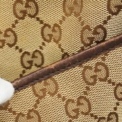 Gucci Shoulder Bag GG Canvas 145857 Leather Brown Women's