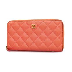 Chanel Long Wallet Matelasse Caviar Skin Pink Women's