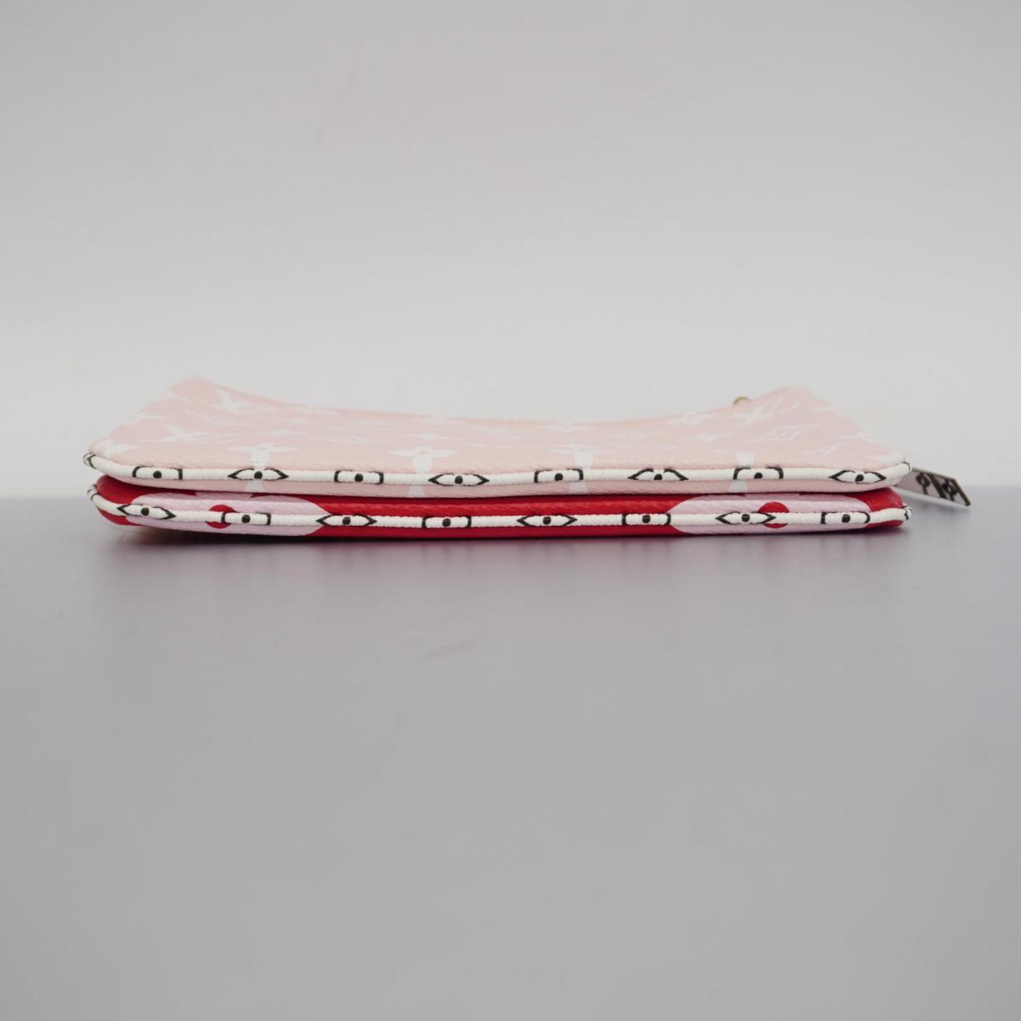 Louis Vuitton Shoulder Wallet Monogram Giant Pochette Double Zip M67561 Red Pink Ladies