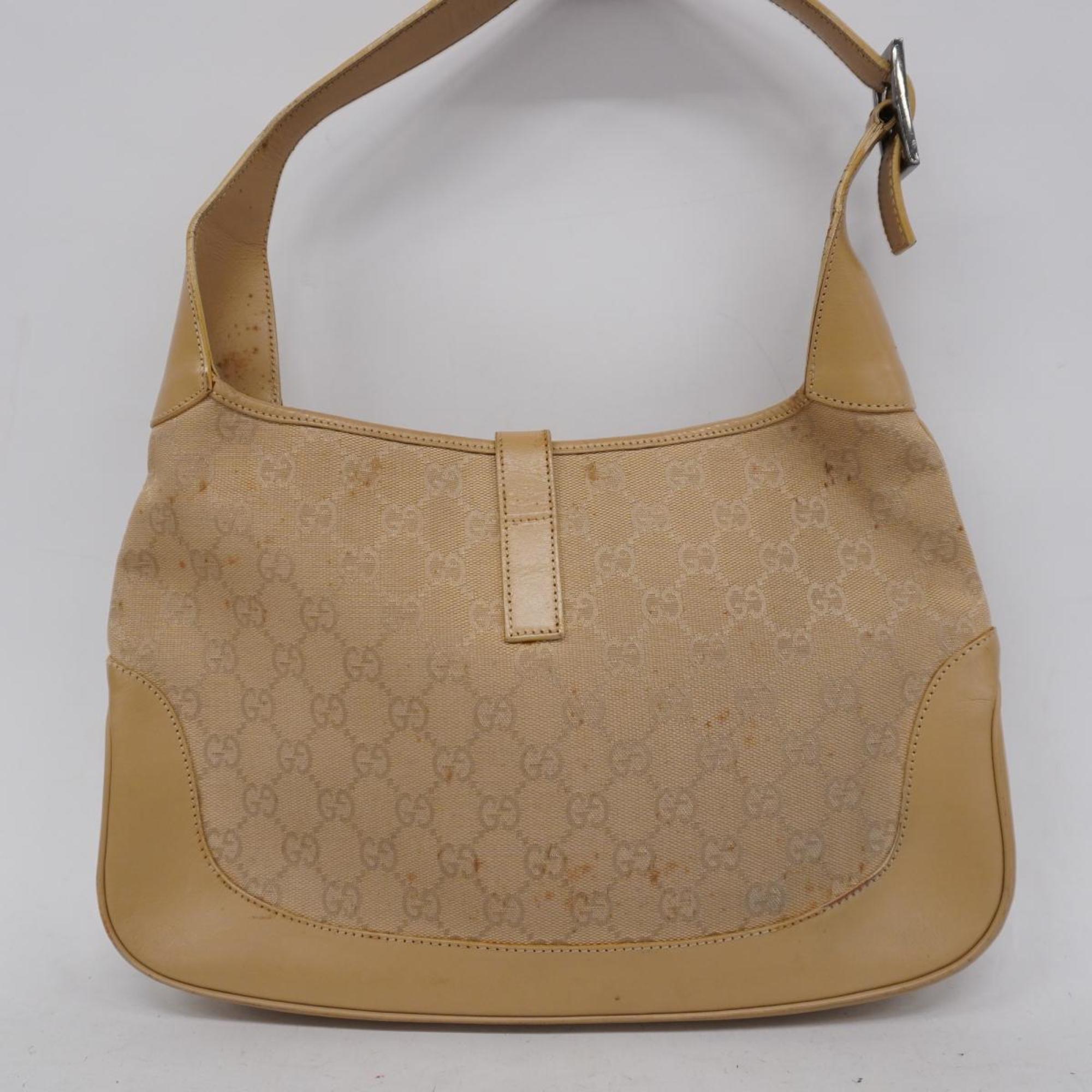 Gucci Handbag GG Canvas Jackie 001 3306 Leather Beige Women's