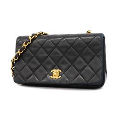 Chanel Shoulder Bag Matelasse Chain Lambskin Black Women's