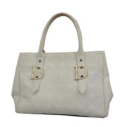 Christian Dior Tote Bag Cannage Leather White Women's