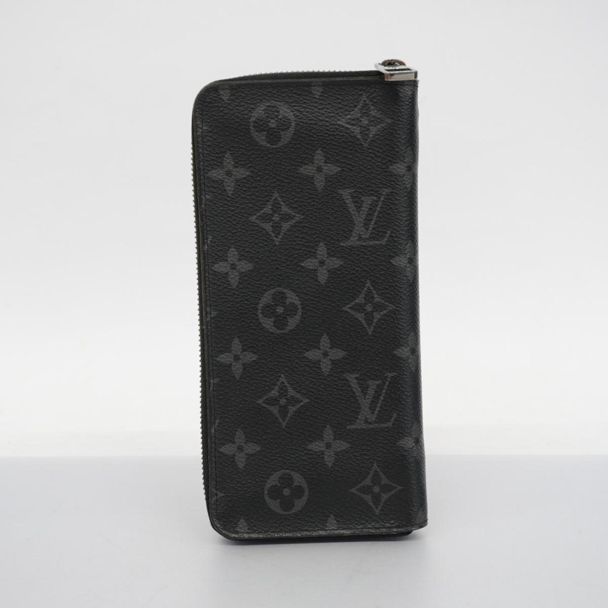 Louis Vuitton Long Wallet Monogram Eclipse Zippy Vertical M62295 Black Grey Men's