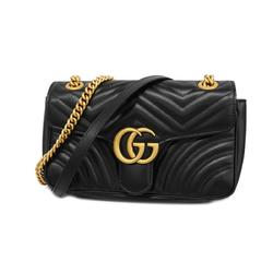 Gucci Shoulder Bag GG Marmont 448497 Leather Black Women's