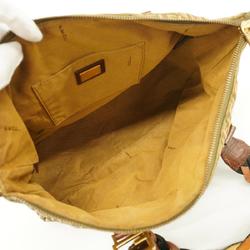 Fendi handbag Zucchino canvas leather brown ladies