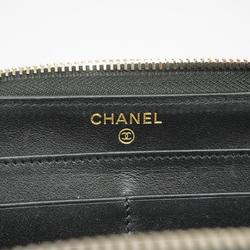 Chanel Long Wallet Matelasse Filigree Caviar Skin Black Champagne Women's