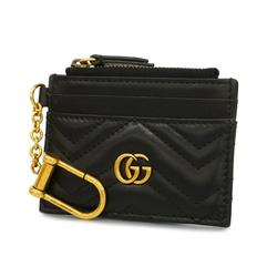 Gucci Wallet/Coin Case GG Marmont 627064 Leather Black Women's