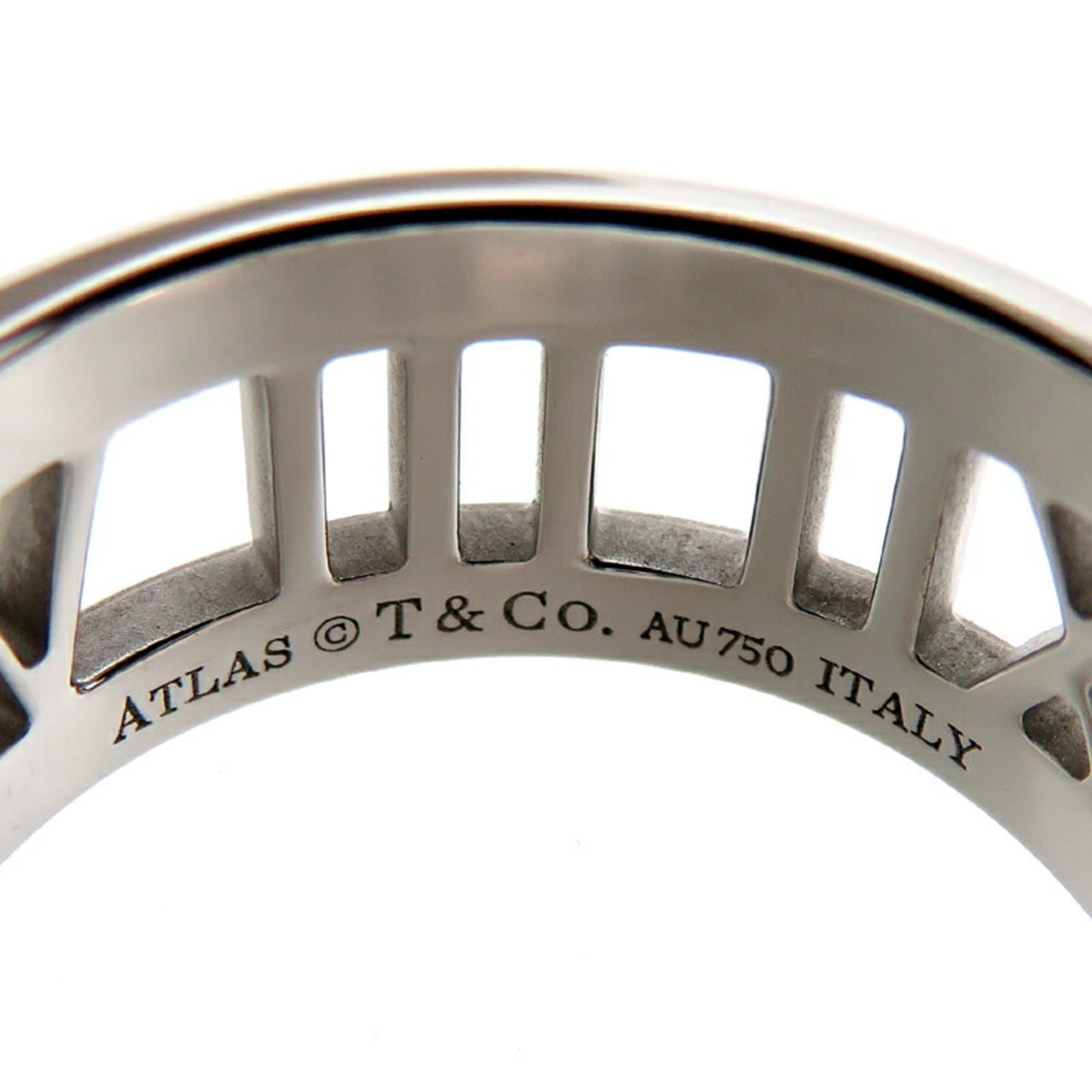 Tiffany Diamond Atlas Ladies Ring, 750 White Gold, Size 13