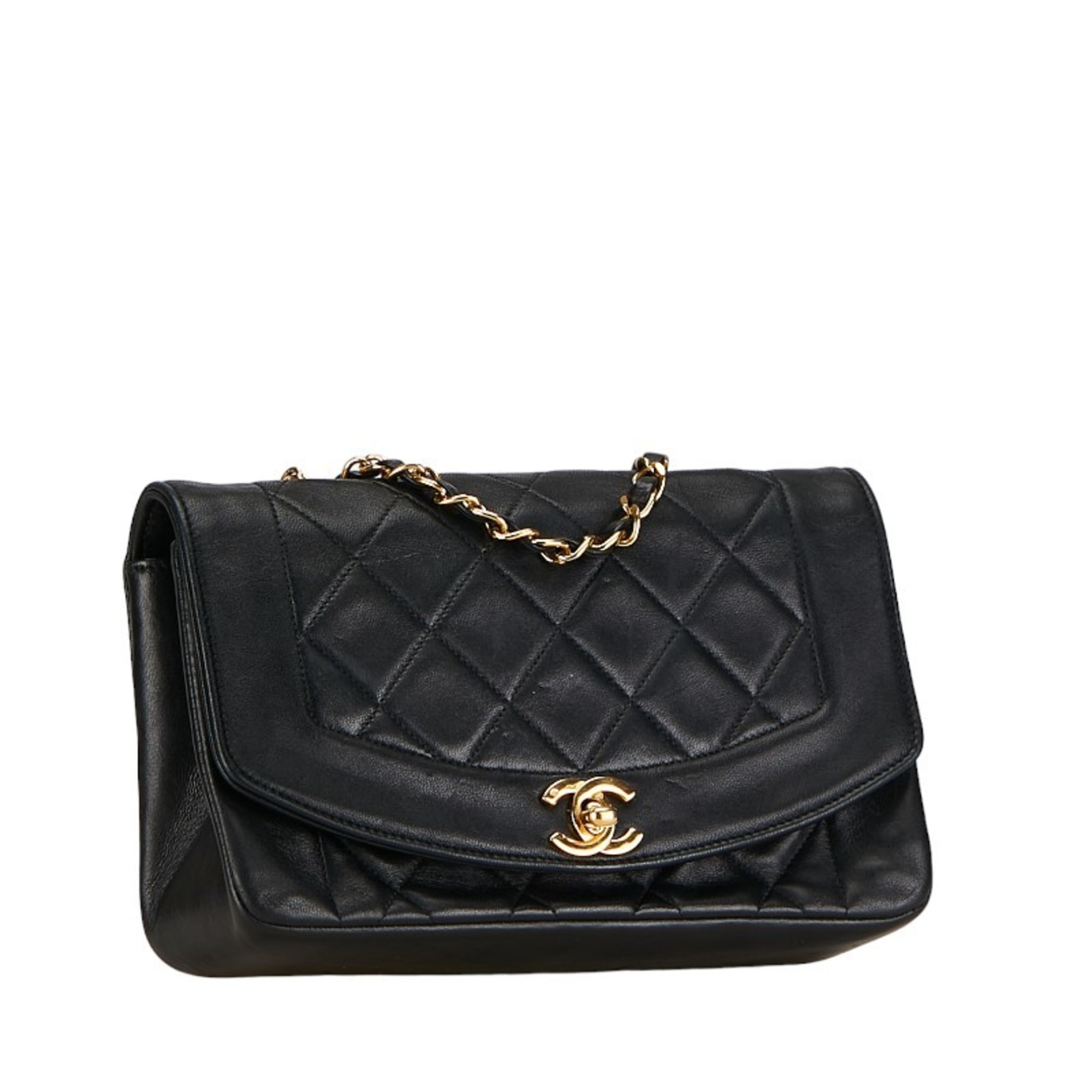 Chanel Matelasse 23 Diana Chain Shoulder Bag Black Gold Lambskin Women's CHANEL
