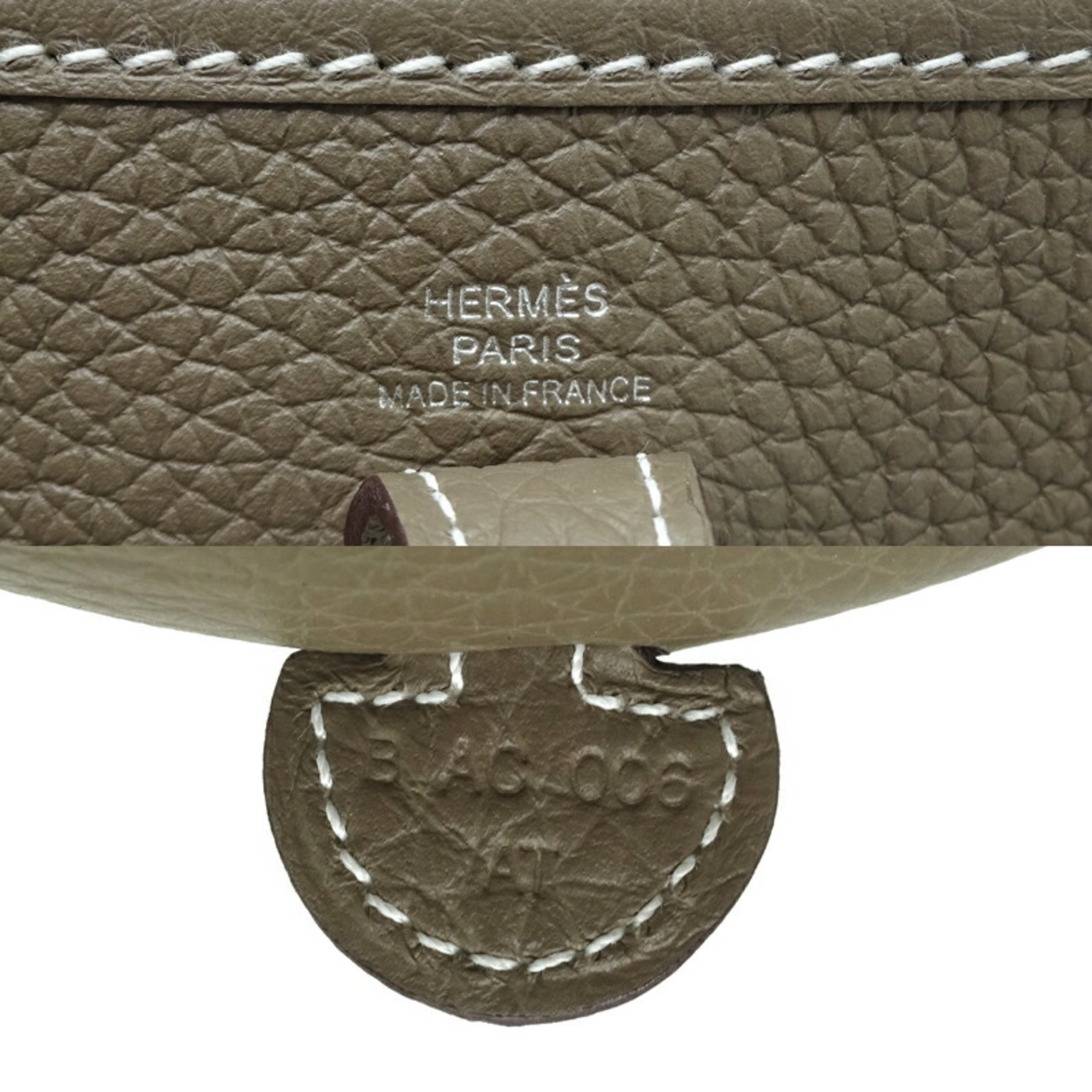Hermes Evelyn TPM Amazon B stamp Made in 2023 Palladium (silver) hardware Women's shoulder bag Taurillon Etoupe (gray beige)