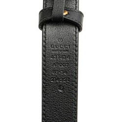 Gucci Interlocking G Ribbon Motif Belt 431434 Black Gold Leather Women's GUCCI