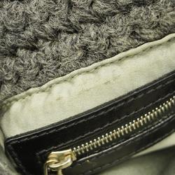 Fendi handbag Zucca Mamma Bucket leather wool grey black ladies