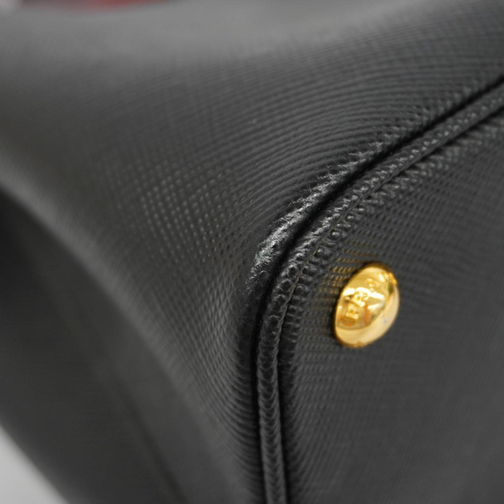 Prada Handbag Saffiano Deubre Leather Black Women's