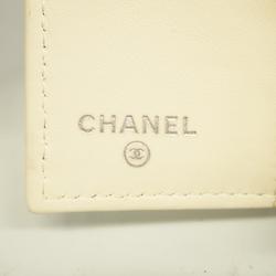 Chanel Tri-fold Wallet Matelasse Caviar Skin White Women's