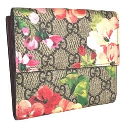 GUCCI Gucci Flower Compact Wallet Bi-fold Women's GG Supreme Canvas Beige 410071 1147