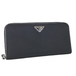 PRADA Prada Round Zip Long Wallet for Women Nylon Black 1ML506