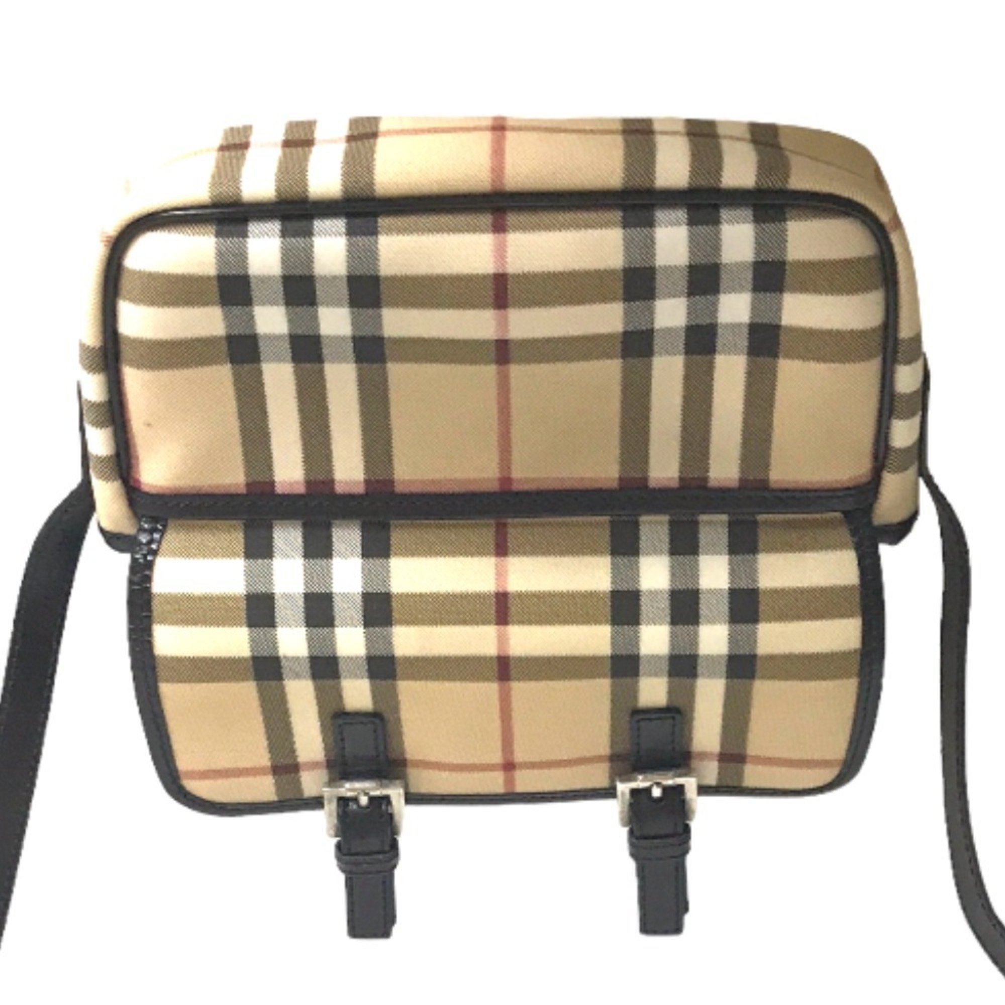 BURBERRY Nova Check Sling Bag Shoulder Women's Coated Canvas Beige Black T 04 02