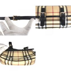 BURBERRY Nova Check Sling Bag Shoulder Women's Coated Canvas Beige Black T 04 02