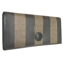 FENDI Pecan Long Wallet for Men, Coated Canvas, Black, Beige, Bi-Fold, 2266 30851 068