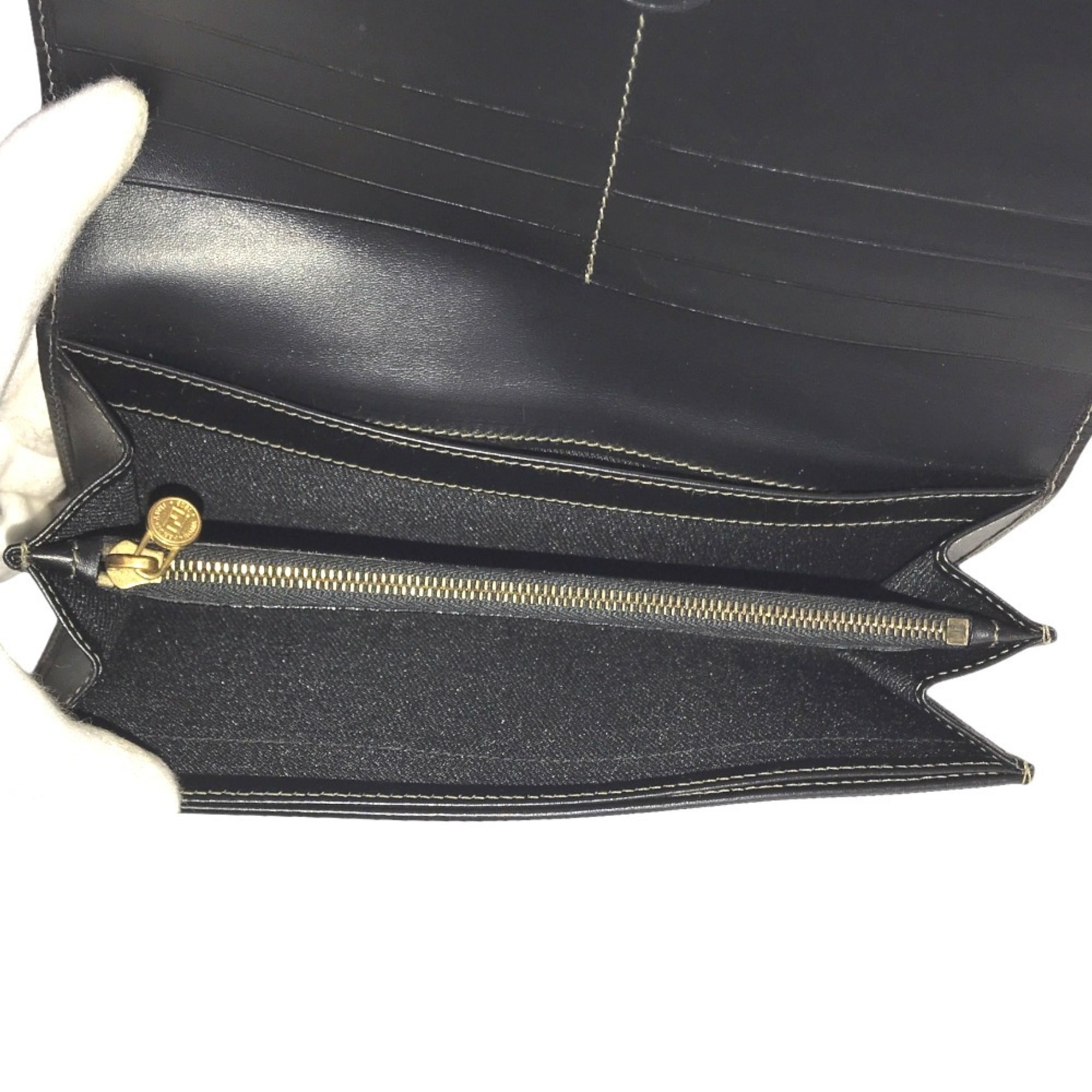 FENDI Pecan Long Wallet for Men, Coated Canvas, Black, Beige, Bi-Fold, 2266 30851 068