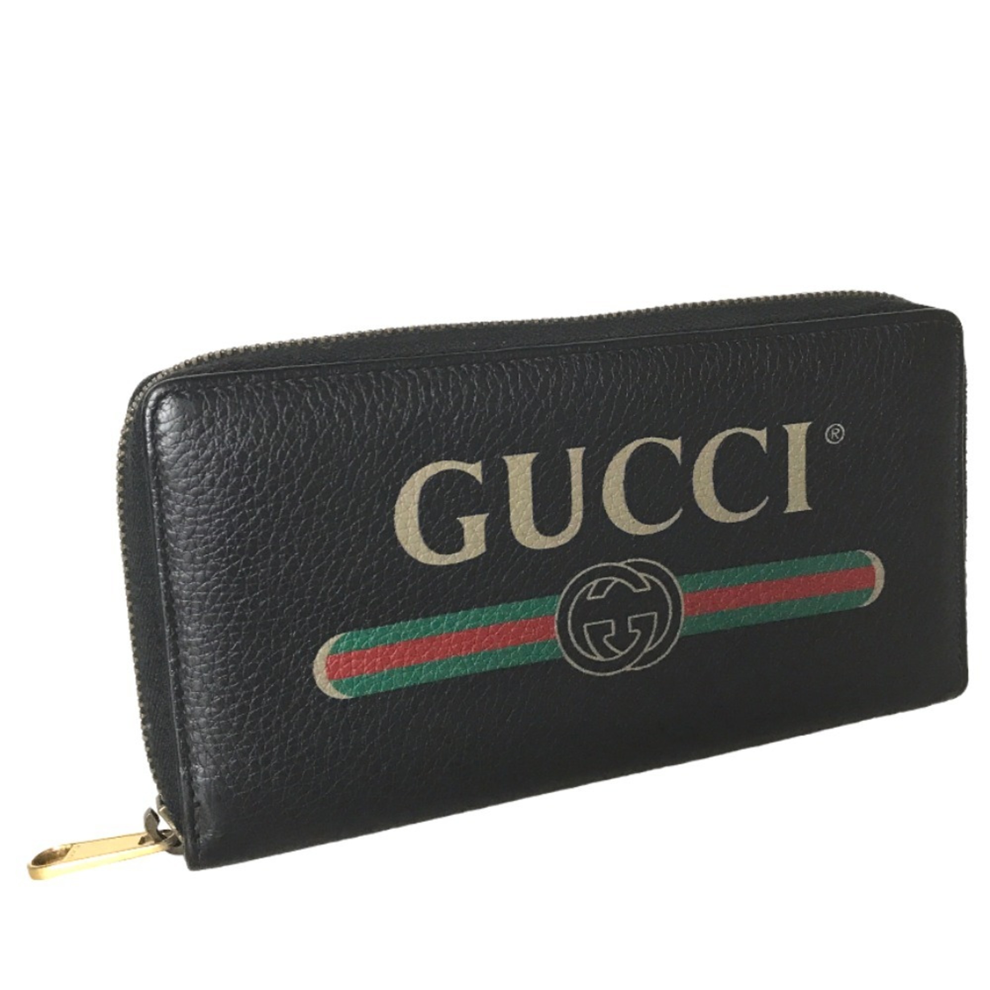 GUCCI Gucci Sherry Line Round Zip Long Wallet Men's Leather Black 496317 0959