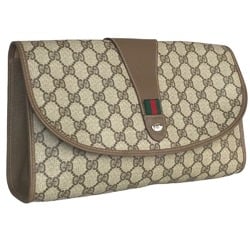 GUCCI Old Gucci Second Bag Clutch Women's GG Canvas Beige Brown 89 01 031