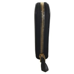 PRADA Prada Saffiano Round Zip Long Wallet for Women Leather Black 1ML506