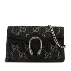 Gucci GG Denim Dionysus Chain Shoulder Bag 476432 Black Leather Women's GUCCI