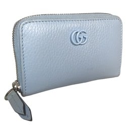 GUCCI Double G Zip Around Compact Wallet Wallet/Coin Case Women's Leather Light Blue 644412 2104