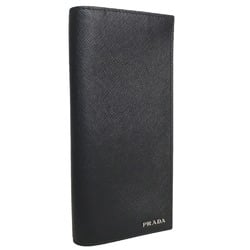 PRADA Prada Saffiano Long Wallet Men's Leather Black Bi-fold