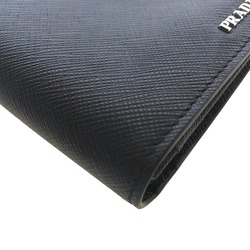PRADA Prada Saffiano Long Wallet Men's Leather Black Bi-fold