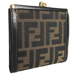 FENDI ZUCCA Compact Wallet Bi-fold Women's Canvas Khaki Brown 2292 30782 079