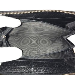 GUCCI GG Marmont Round Zip Long Wallet for Women, Supreme Canvas, Beige, Black, 735603, 496334