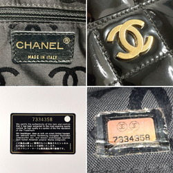 CHANEL Chanel Chain Shoulder Chocolate Bar Bag Patent Leather Black Women's